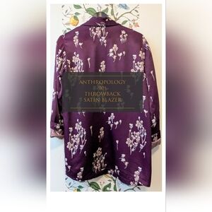 Anthropologie Amaranth Floral Satin Blazer